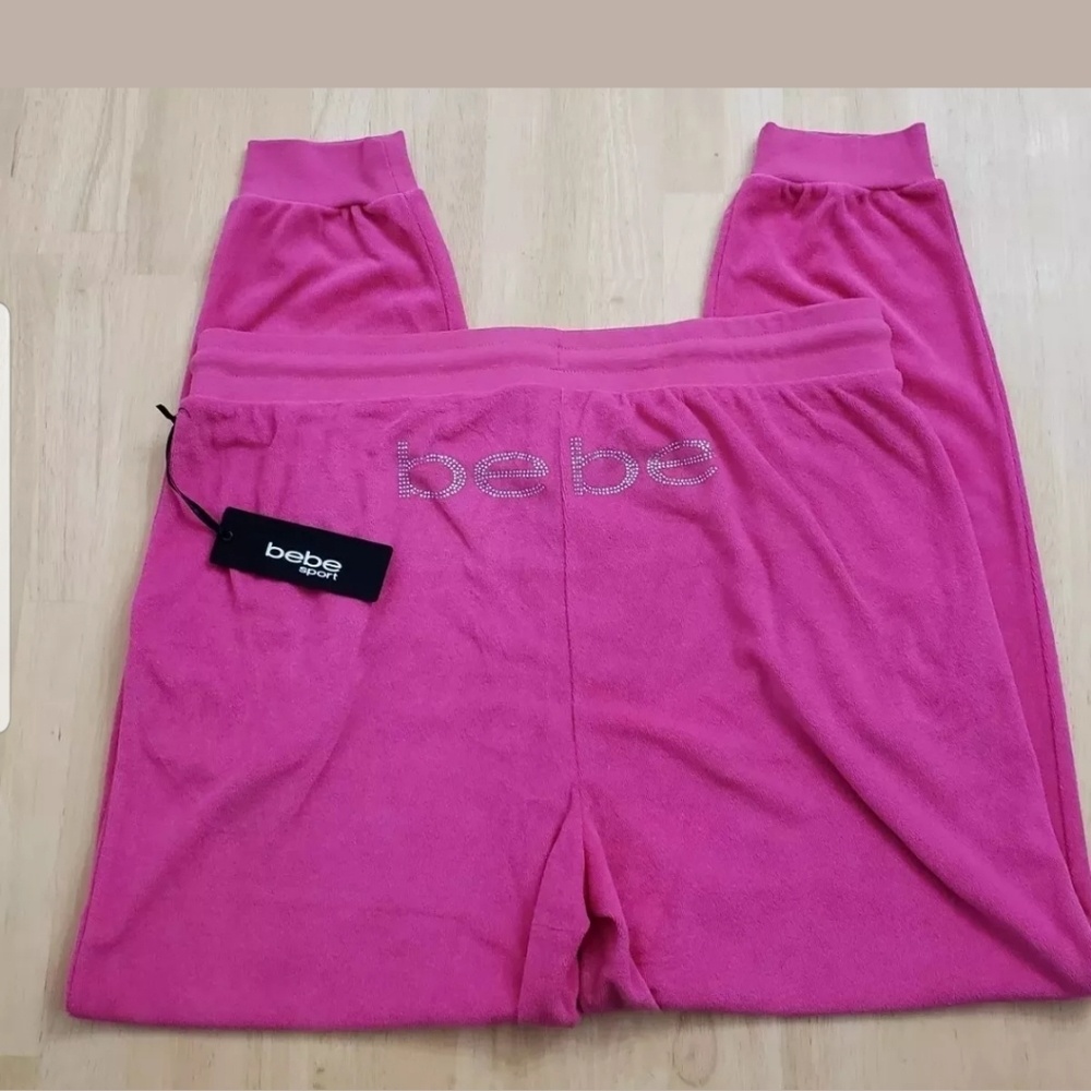 Bebe Sport Womens Pants 1X Beach Towel Pink Sequin